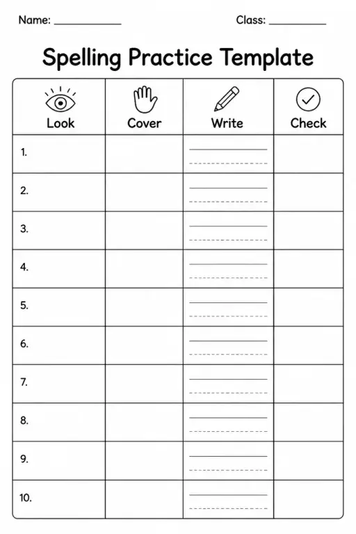 Spelling Practice Template