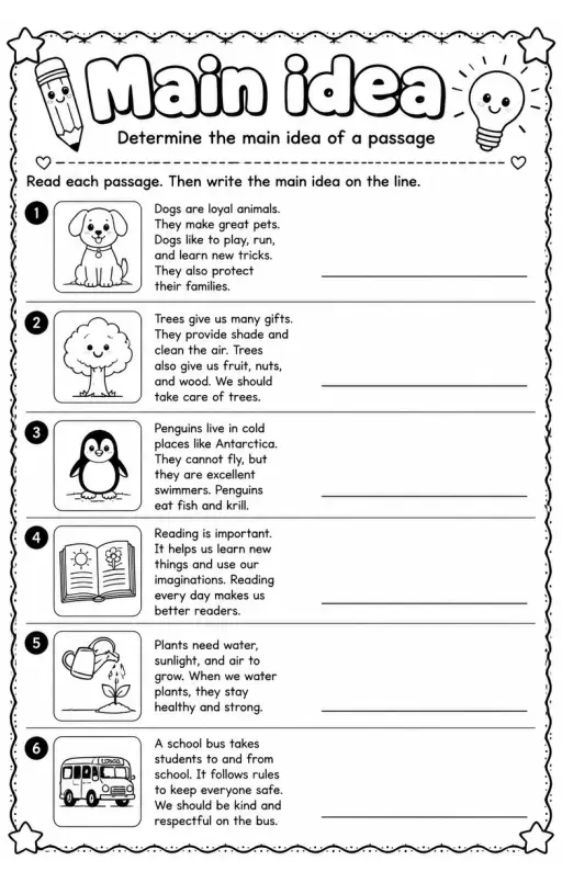 Determine the main idea of a passage