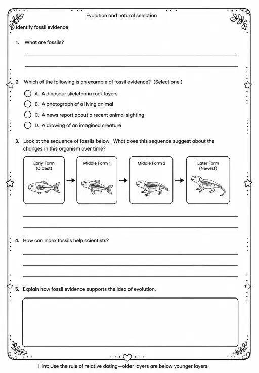 Identify fossil evidence