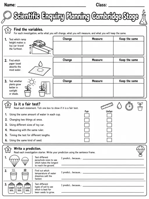 Scientific Enquiry Planning Cambridge Stage 1