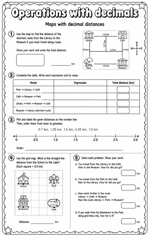 Maps with decimal distances