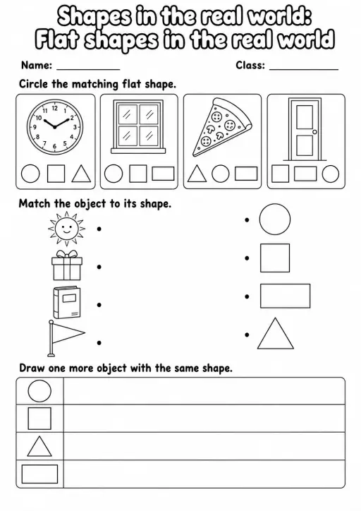 Pre-K Shapes in the Real World Math Worksheet Pack