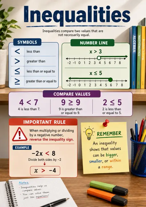 Inequalities Algebra Infographic