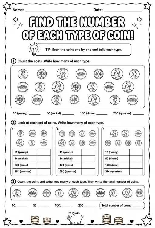 Find the number of each type of coin