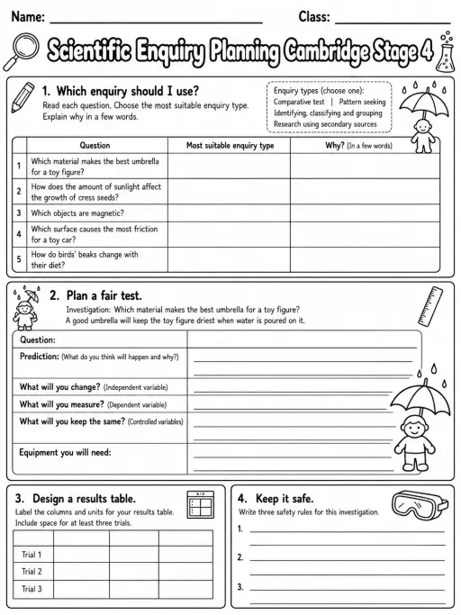 Scientific Enquiry Planning Cambridge Stage 4