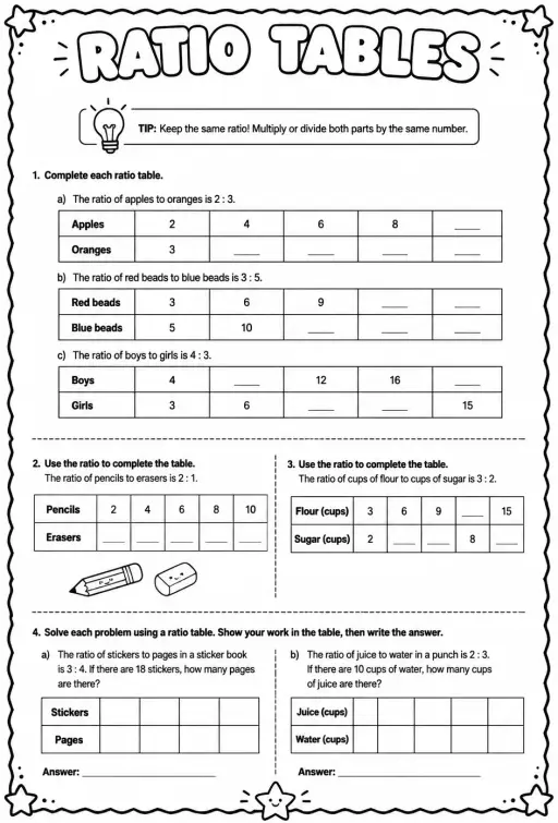 Ratio tables