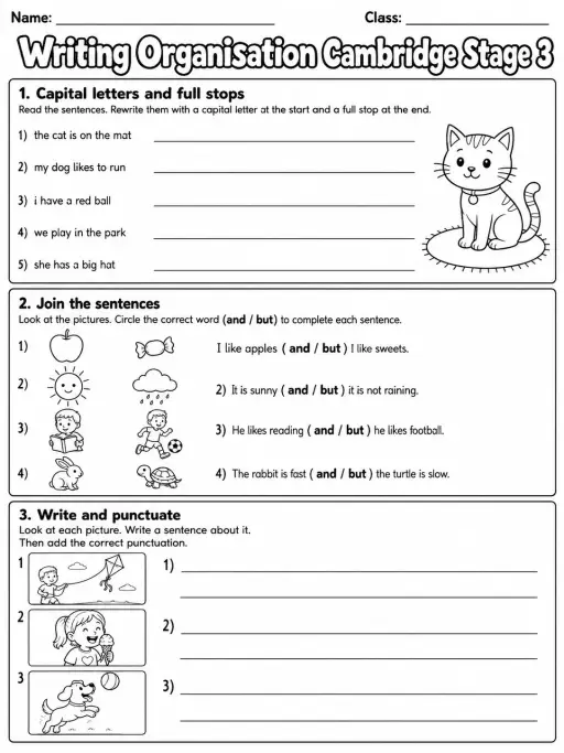 Writing Organisation Cambridge Stage 3