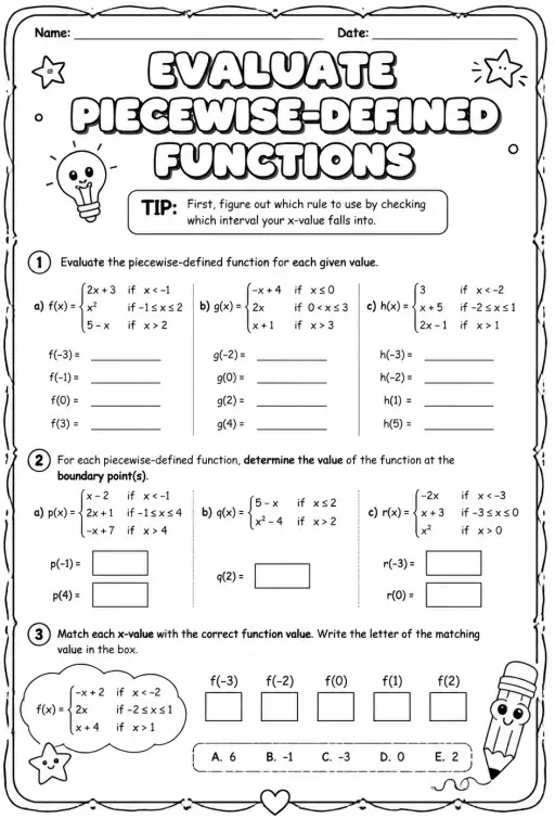 Evaluate piecewise-defined functions