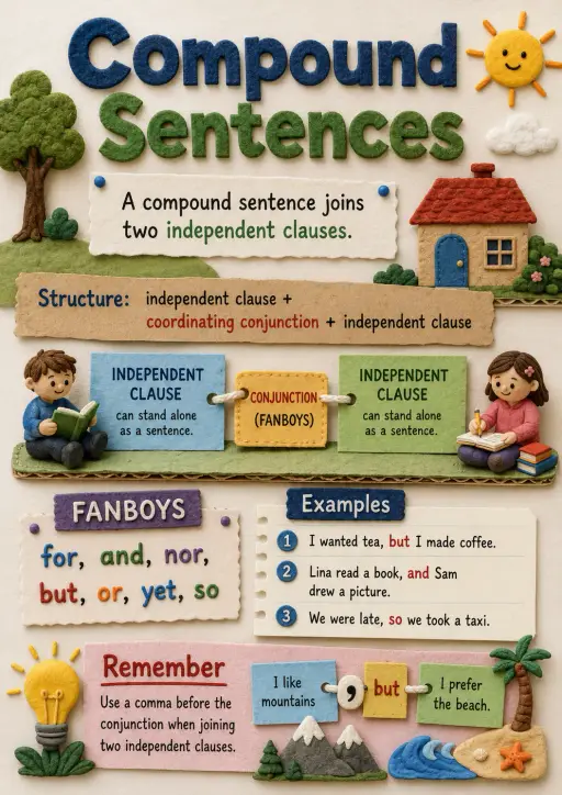 Compound Sentences Sentence Structure Infographic