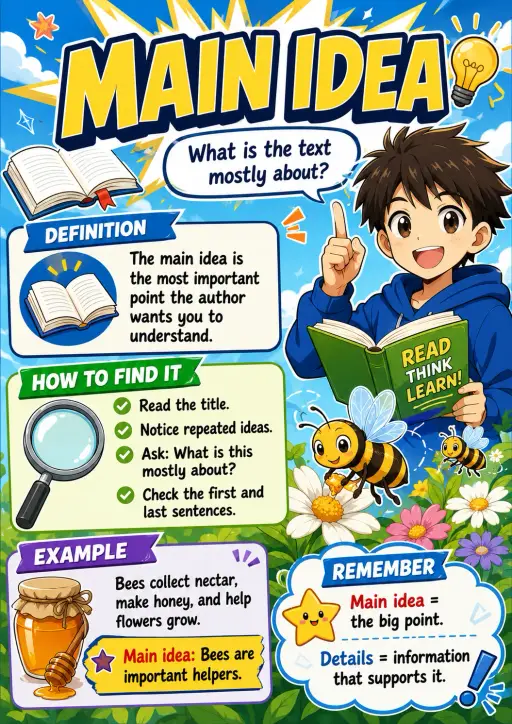 Main Idea Reading Infographic
