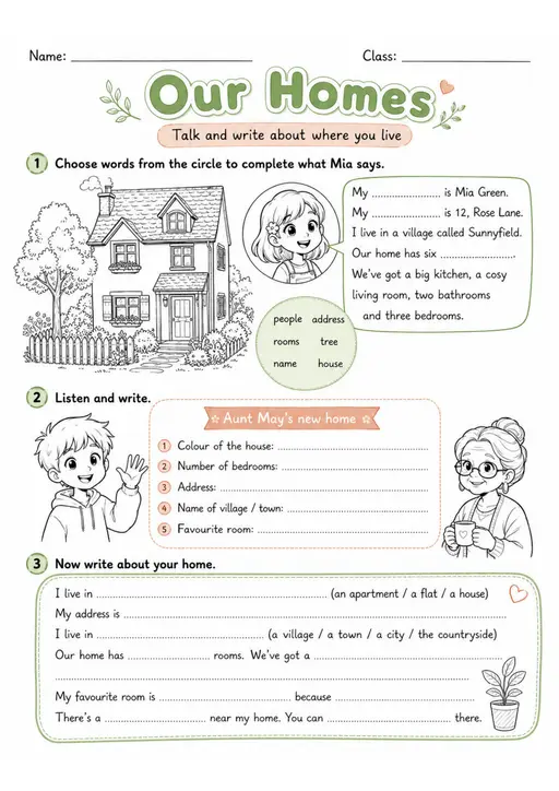 Cambridge MOVERS - Our Homes | Free Worksheet