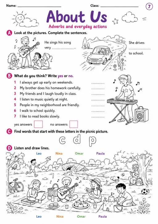 Cambridge MOVERS - About Us | Free Worksheet
