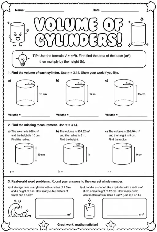 Volume of cylinders