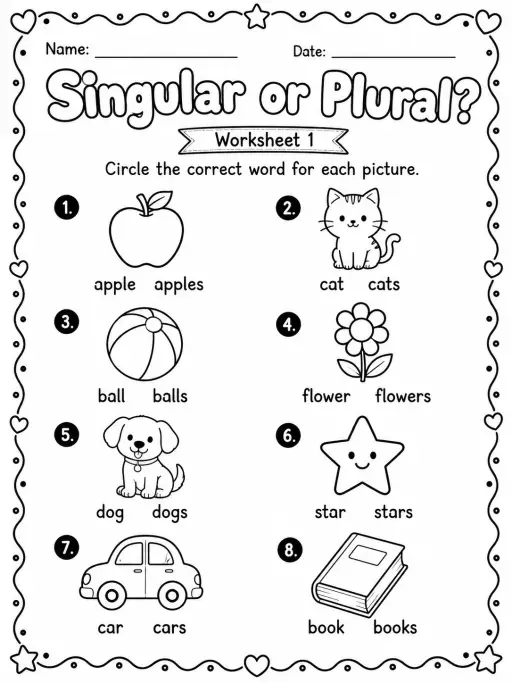 Singular or Plural? Worksheet Pack