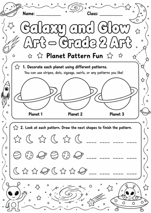Galaxy and Glow Patterns Worksheet Pack