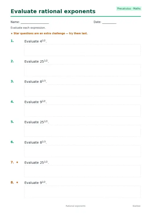 Evaluate rational exponents