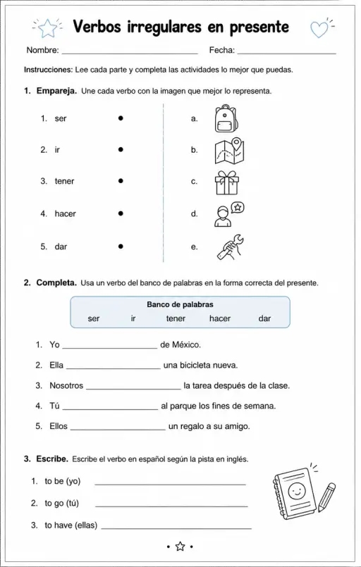 Reconocer palabras, frases o oraciones en español relacionadas con ver.