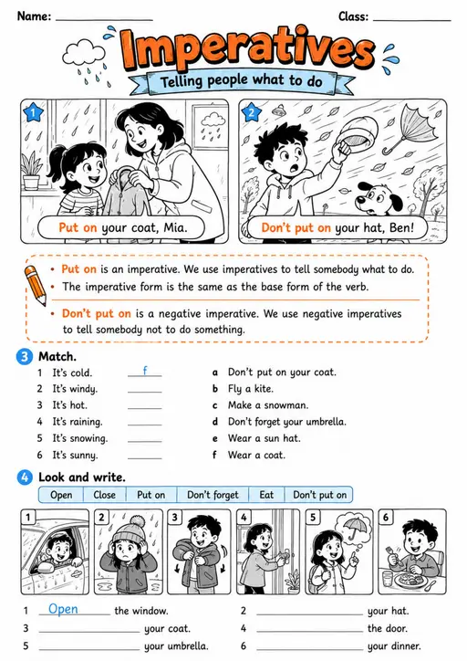 Imperatives | Grades 2-3 Grammar Worksheet