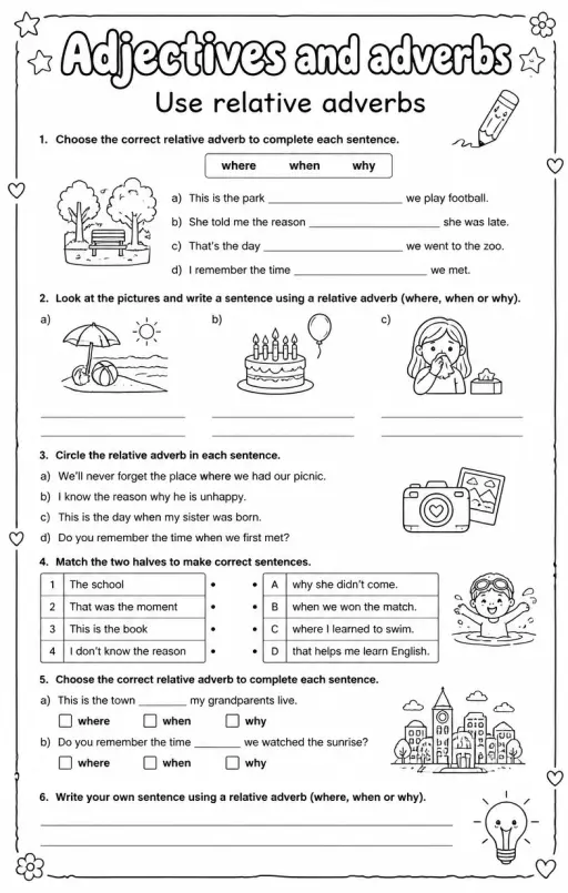 Use relative adverbs