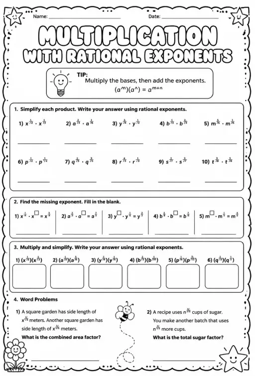 Multiplication with rational exponents