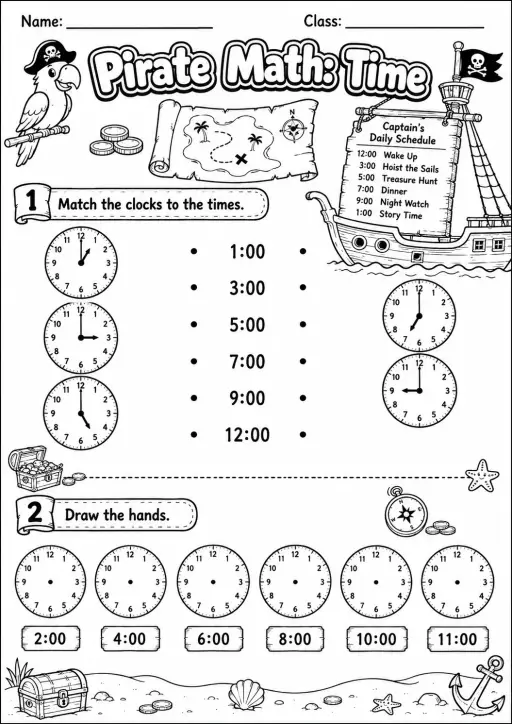 Pirate Math: Position and Direction Worksheet Pack