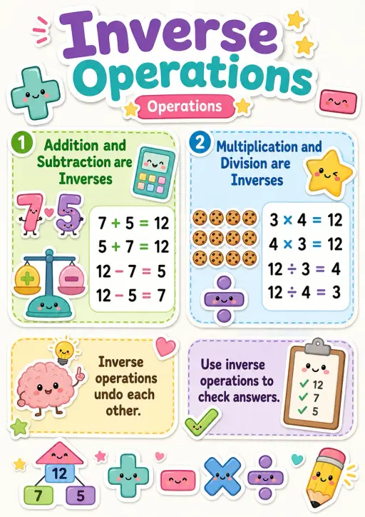 Inverse Operations Undo Each Other. Infographic