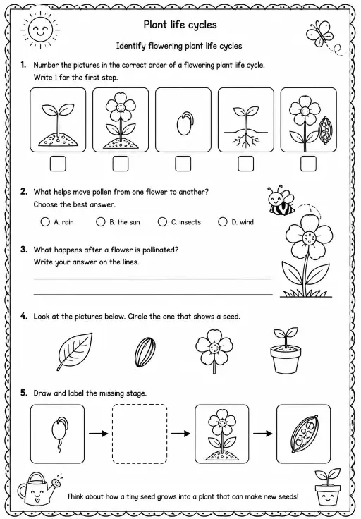 Identify flowering plant life cycles