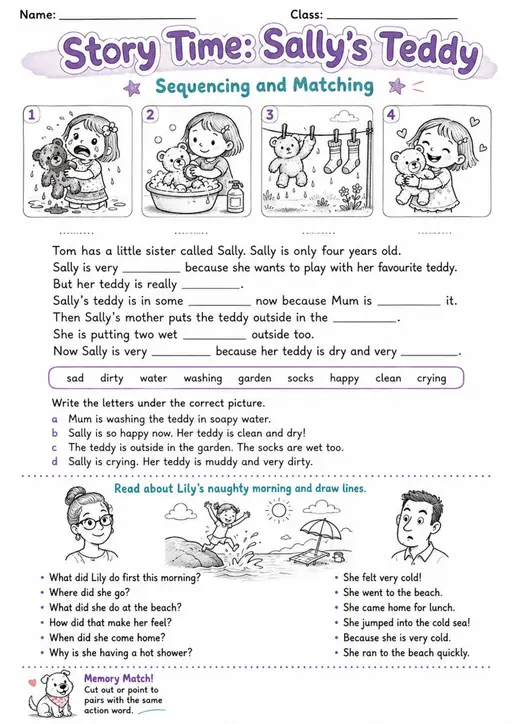 Cambridge MOVERS - Story Time: Sally's Teddy | Free Worksheet
