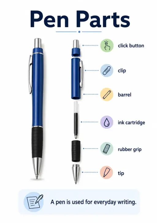 Pen parts Office Supplies Infographic