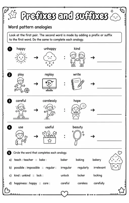 Word pattern analogies