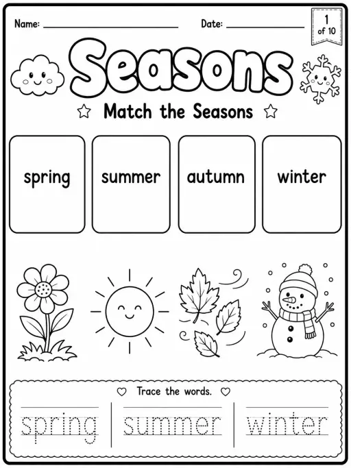 Seasons Worksheet Pack