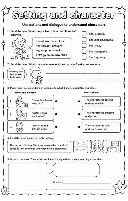 Use actions and dialogue to understand characters
