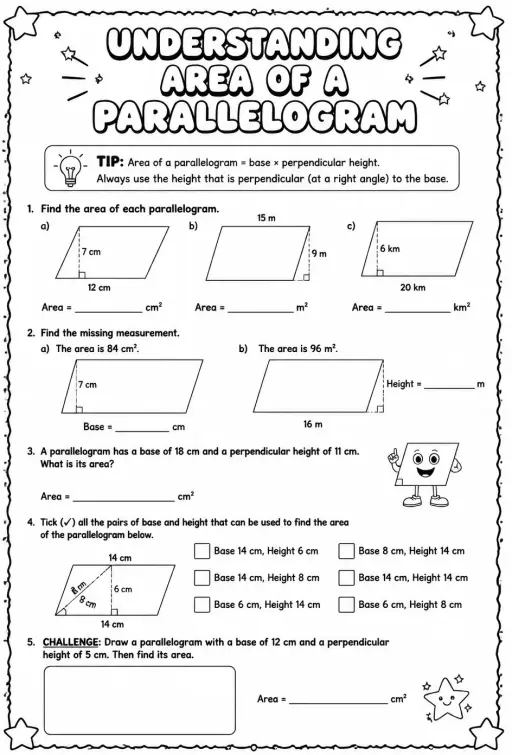 Understanding area of a parallelogram