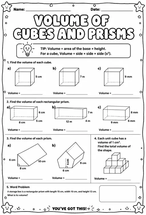 Volume of cubes and prisms