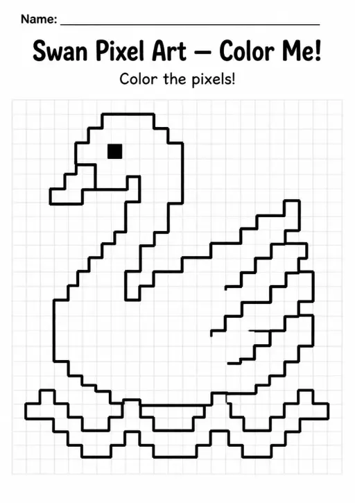Swan Pixel Art Coloring Page