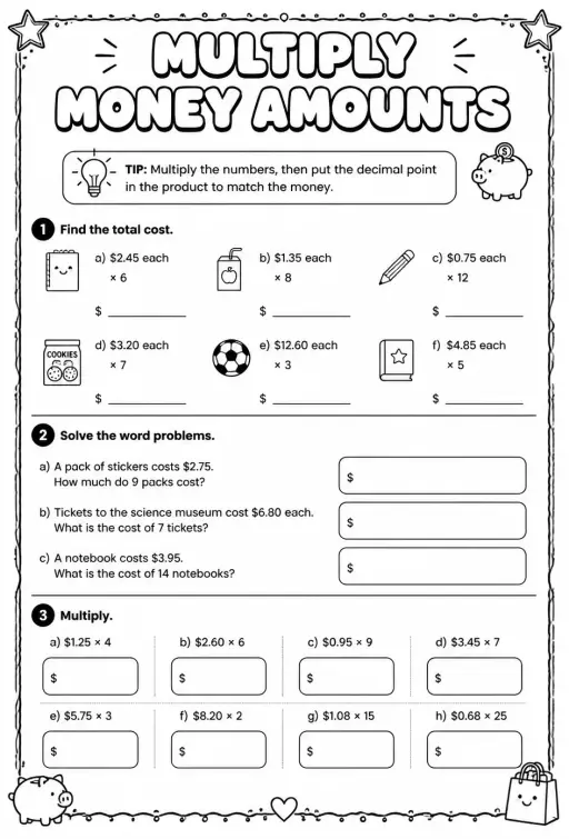 Multiply money amounts