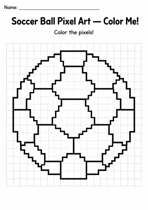 Soccer Ball Pixel Art Coloring Page