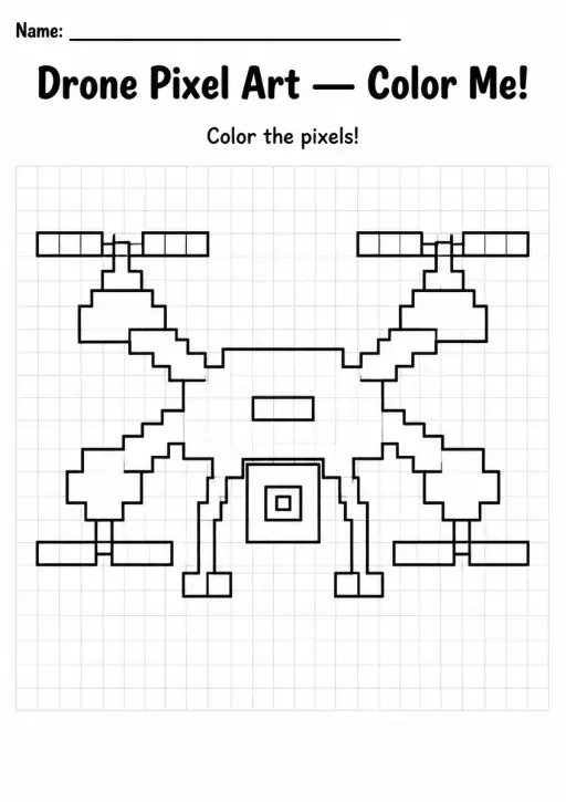 Drone Pixel Art Coloring Page