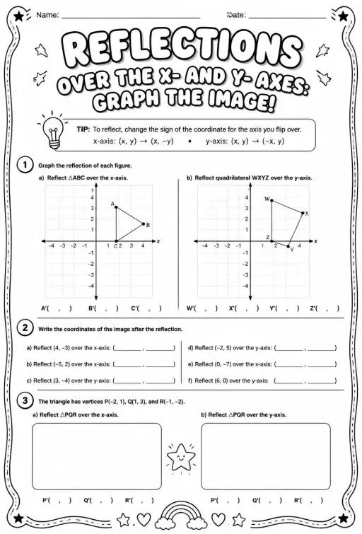 Reflections over the x- and y-axes: graph the image