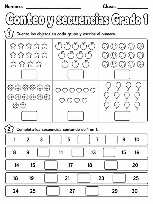 1.º grado - patrones y secuencias - Paquete de fichas