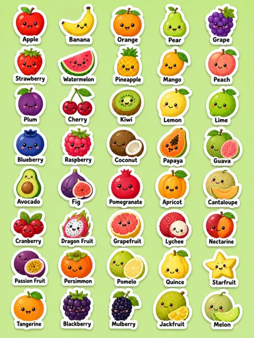 Fruit Printable Sticker Sheet