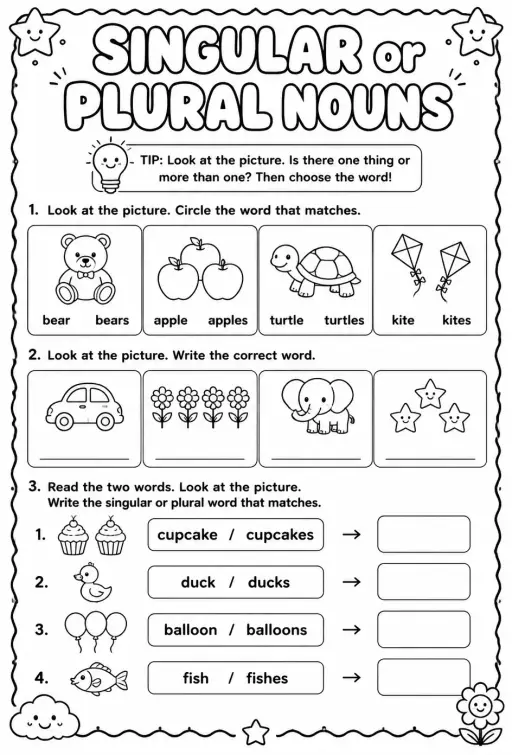Choose the singular or plural noun that matches the picture