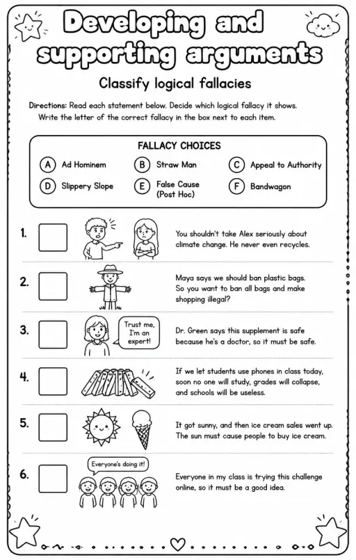 Classify logical fallacies