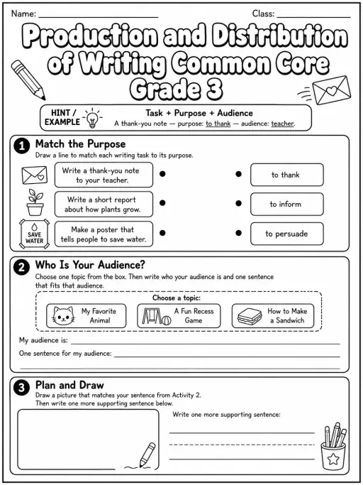 Production and Distribution of Writing Common Core Grade 3