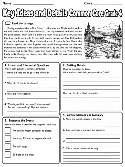 Key Ideas and Details Common Core Grade 4