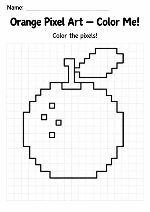 Orange Pixel Art Coloring Page
