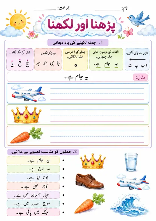 Urdu Letter ث Phonics Worksheets Pack