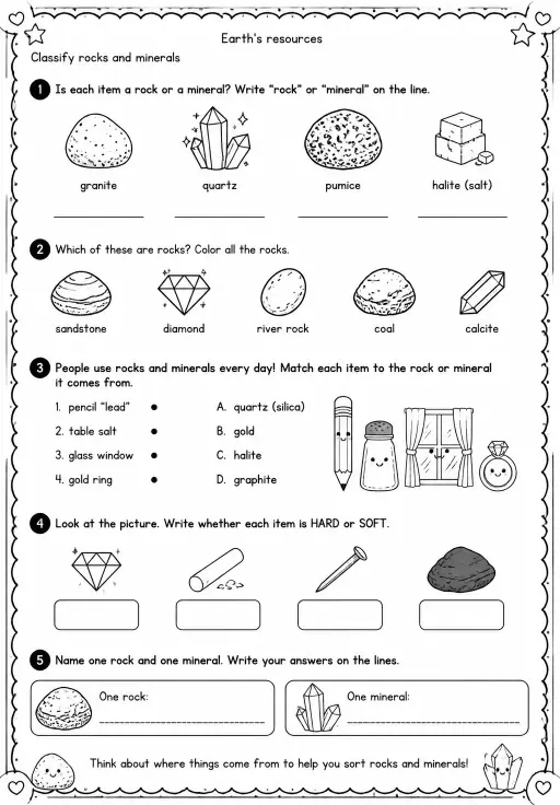 Classify rocks and minerals