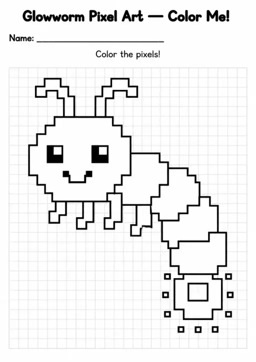 Glowworm Pixel Art Coloring Page