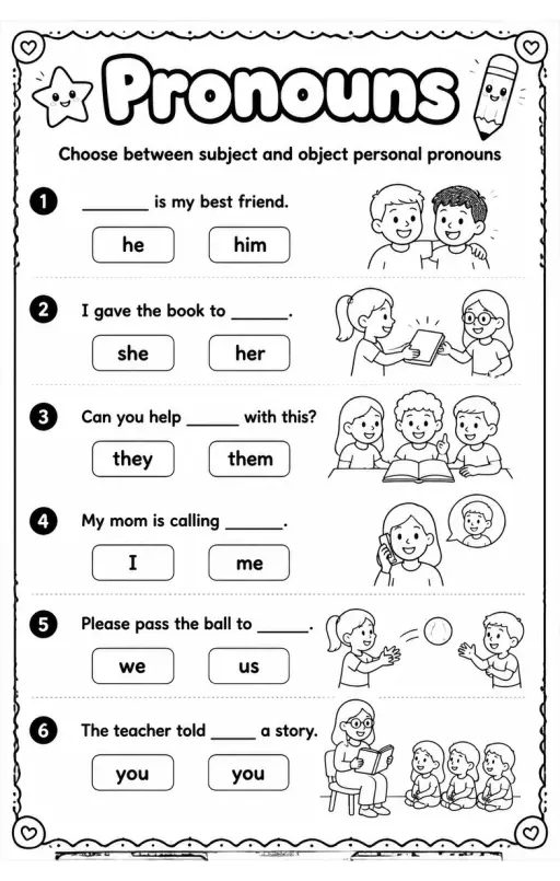 Choose between subject and object personal pronouns